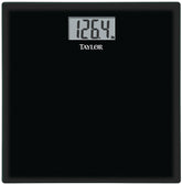 Taylor 75584192B Bathroom Scale, 400 lb Capacity, LCD Display, Black, 13.63 in OAW, 13.63 in OAD, 1.94 in OAH